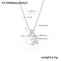 Triangle Rhinestone Pearl Pendant And Herringbone Necklace view 6