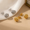 Rose Flower Stud Earrings Stainless Steel Gold Silver view 4