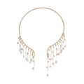 Silver Crystal Fringe Collar Necklace With Teardrop Dangles view 5