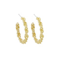 Gold and Silver Braided Chain Open C Hoop Stud Earrings view 5