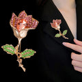 Rose Crystal Two Designs Metal Brooch Pin for Jackets and Lapels view 4