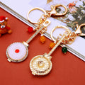 Round Jade Look Pipa Keychains in Red and Green Color Options view 4