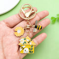 Bee and Honeycomb Charm Keychains Featuring Yellow Honeycomb Across 33 Pictured Variations view 3