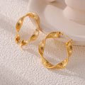 Twisted Mesh Texture Hoop Earrings Gold Or Steel Finish view 4