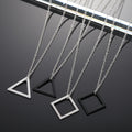 Silver and Black Tone Open Triangle and Square Pendant Necklaces view 1