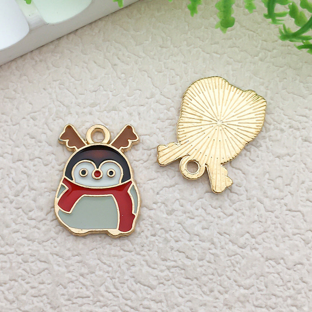 Zinc Alloy Christmas Penguin Tree Santa Charm Pendant for DIY Earring Keychain Jewelry