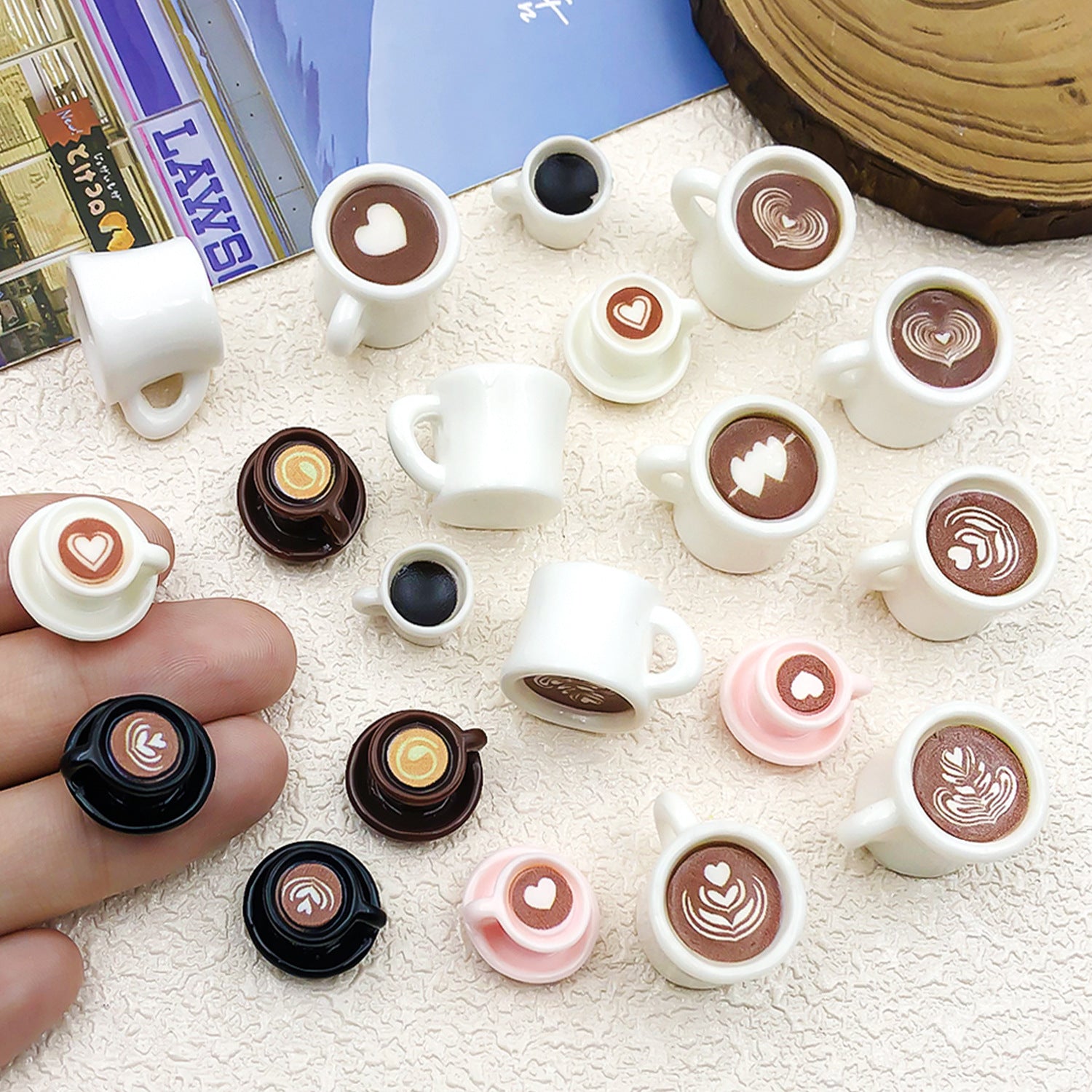 Resin Carved Coffee Cup food charm pendants for DIY cream glue jewelry accessories