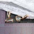 Gold Tone Double Clear Irregular Faceted Crystal Drop Earrings view 3