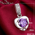 Purple Heart Crystal Pendant Necklace in Silver Tone view 4