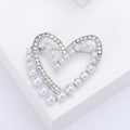 Open Heart Pearl Rhinestone Brooch Gold Silver Tone view 6