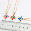 Gold Tone Diamond Shaped Enamel Evil Eye Necklaces in Five Colors view 2