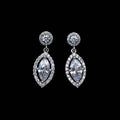 White Gold Marquise Halo Drop Earrings Clear Stone Alloy view 3