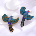 Aqua Gold Tone Hummingbird Crystal Metal Brooch Pin view 4
