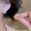 Crystal Floral Crown Stud Earrings in Three Colors view 2