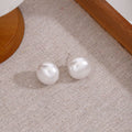 White Pearl Look Round Stud Earrings in Three Sizes view 7