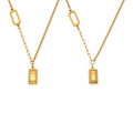 Gold Bar Pendant Necklace With Oval Link LOVE GOLD Lettering view 5
