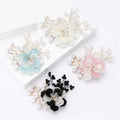 Pearl Crystal Enamel Flower Brooch Pink Blue White Black view 2