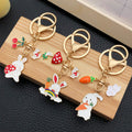 Seventeen Rabbit Flower and Carrot Metal Keychain Designs view 3
