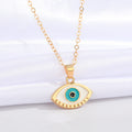 Gold Tone Enamel Evil Eye Pendant Necklaces in Five Shapes and Colors view 4