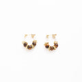 Tiger Eye Look Bead Pearl Accent Small Hoop Earrings view 5
