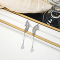 Silver Wing Drop Earrings Green Clear Teardrop Chain Styles view 4
