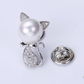 Pearl-look Cat Brooch In 2 Color Variants For Jackets and Scarves view 7