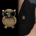 Green Gold Tone Owl Crystal Two Designs Metal Brooch Pin view 5