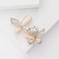 Blush Petal Butterfly Brooch with Clear Crystal Leaf Details view 2
