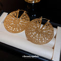 Gold Tone Filigree Oversized Round Disc Statement Earrings view 4