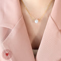 Single Faux Pearl Bead Fine Chain Collarbone Necklace view 3