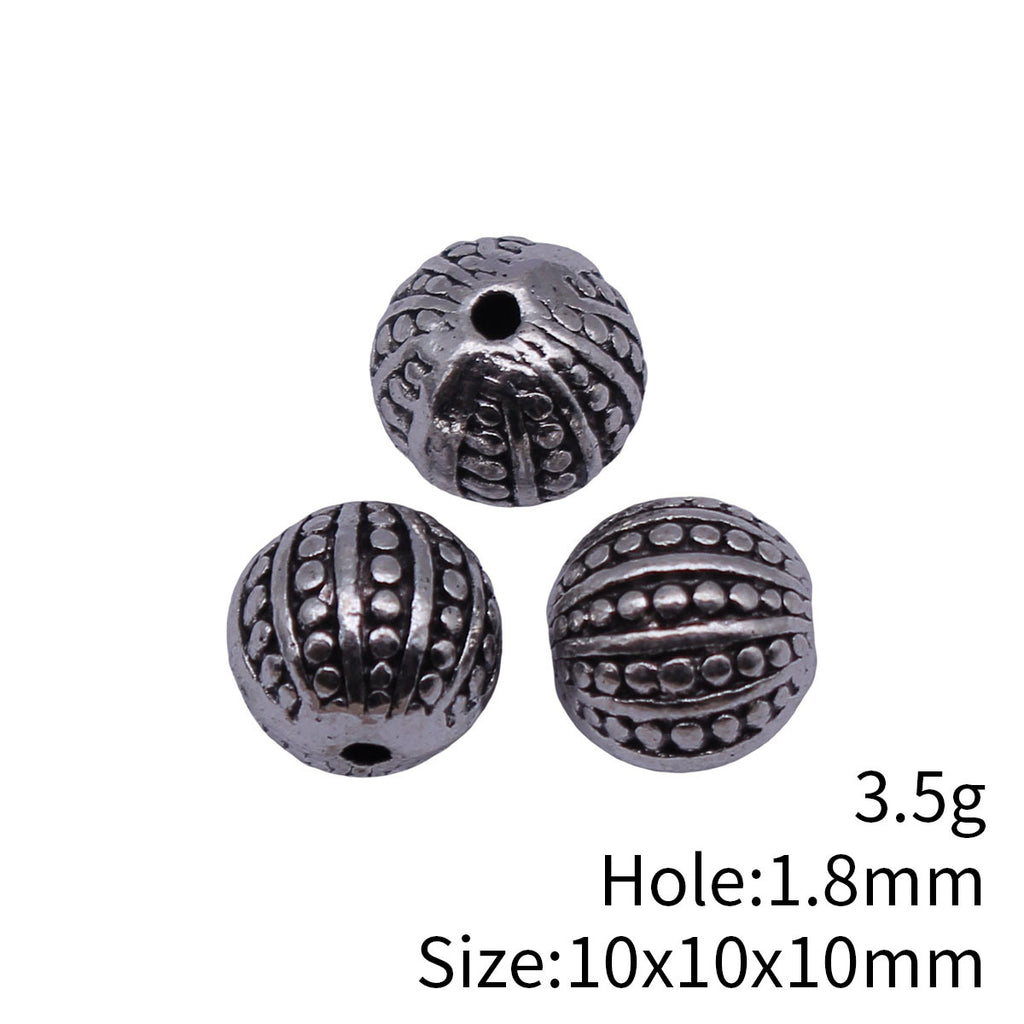 10x10x10mm 3.5g Multicolor Zinc Alloy Dotted Texture Round Ball Loose Metal Beads for DIY Jewelry