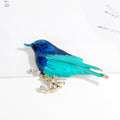 Aqua Blue Bird Enamel Metal Brooch Pin for Jackets and Lapels view 4
