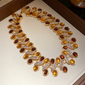 Gold Oval Resin Crystal Wave Necklace Stud Earrings Four Colors view 12