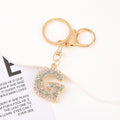 Gold Rhinestone Letter Keychain A to Z Initial Bag Charm view 12