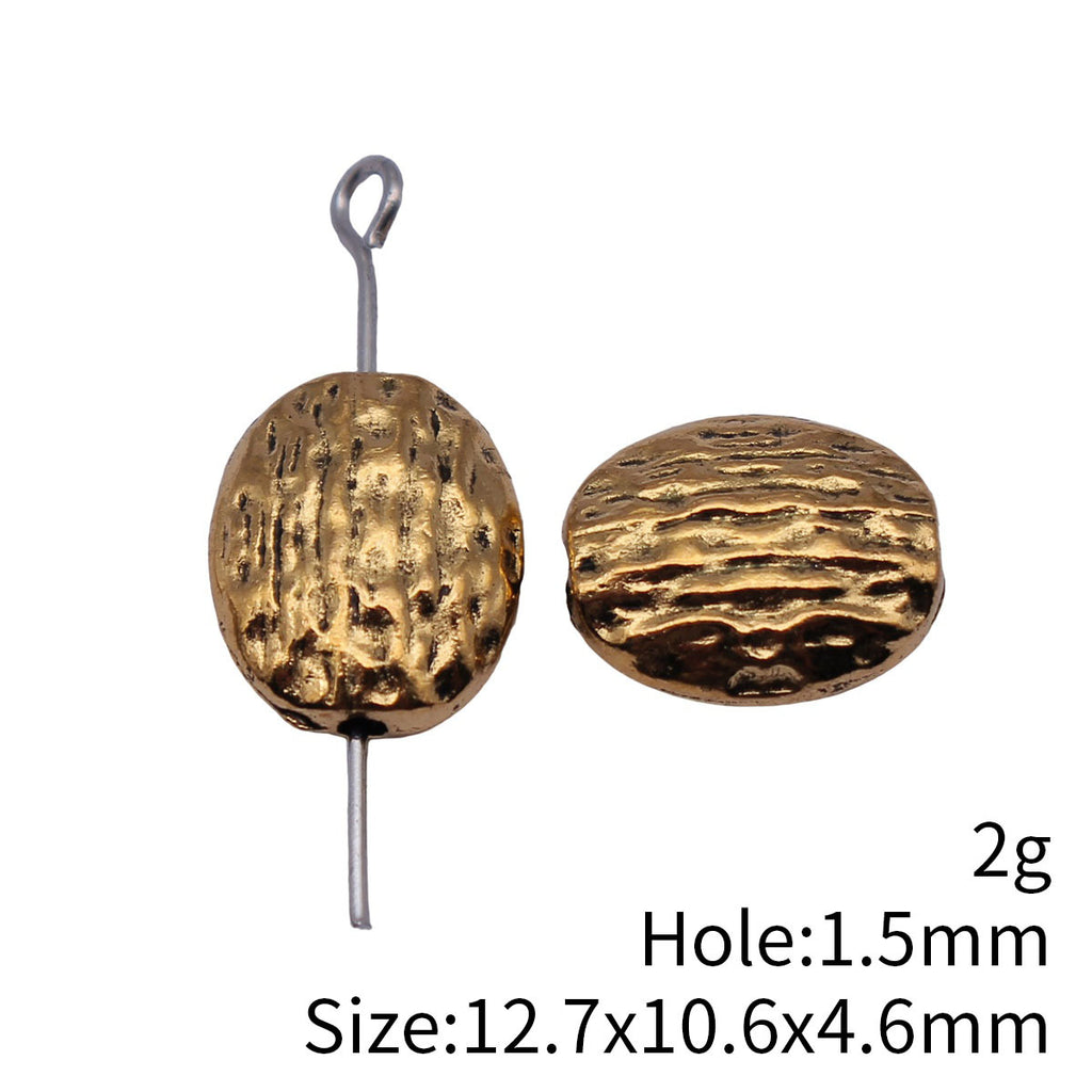 12.7x10.6x4.6mm 2g Multicolor Zinc Alloy Textured Oval Loose Metal Beads with Small Hole for Bracelet Making
