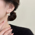 Gold Tone Horse Shaped Drop Earrings with Pearl Look Studs view 4