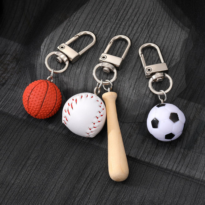 Soccer Ball and Baseball Bat Sports Clip Keychains