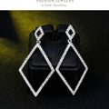 Silver Tone Open Diamond Crystal Geometric Crystal Metal Dangle Earrings view 5