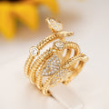 Gold Tone Multi Coil Butterfly Clear Stone Finger Ring Sizes 6-10 view 5