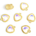 Open Heart Crystal Frame Metal Jewelry Charms, 2 Finishes view 3