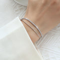 Steel Double Layer Zircon Tennis Bead Bracelet Extender view 6