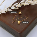 Gold Steel Heart Stud Earrings With Long Chain Tassel view 2
