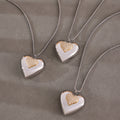 Oversized Two Tone Crystal Heart Pendant Long Necklace view 1