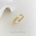 Gold Open Adjustable Ring Marquise Clear Zircon Band view 4