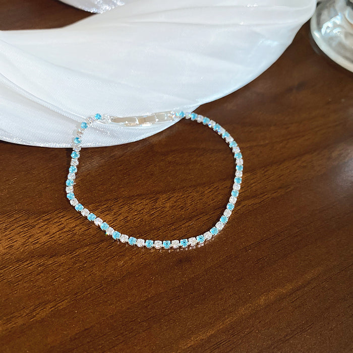 Aqua Crystal Bracelets Turquoise Necklace Square Studs