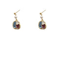 Irregular Colorblock Enamel Drop Earrings Pearl Gold Tone Frame view 5