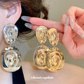 Sculpted Ring Drop Earrings in Polished Statement Design view 1
