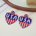 Seed Bead Patriotic USA Heart Cactus Flip Flop Dangle Earrings view 2