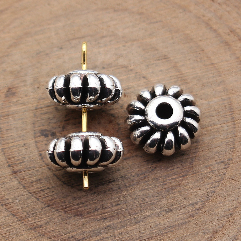 12x12x6mm 2.1g Antique Silver Zinc Alloy Spiral Pattern Small Hole Spacer Beads for Bracelet Making