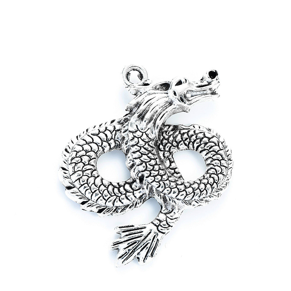 43x38mm Vintage Chinese Dragon Alloy Pendant
